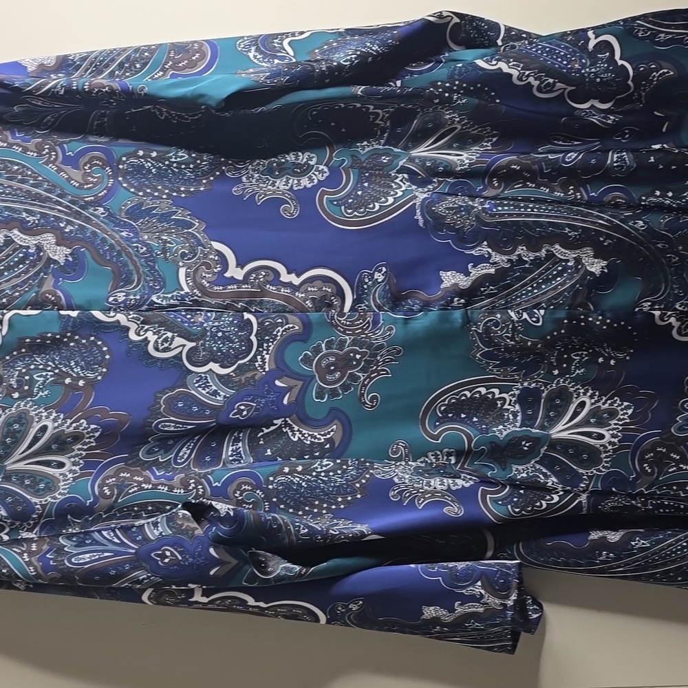 Ming Wang Paisley Print Crepe de Chine Dress XL - Picture 11 of 14